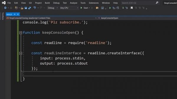How to Wait for User Input in Javascript - Keep the Console Open (Node.JS)