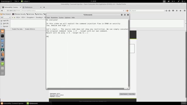 DVWA - command injection low, medium and high security смотреть онлайн
