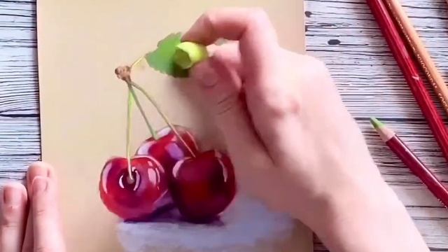 Рисуем вишню пастелью. Ускоренный видео-процесс. Draw cherry on pastels. Speed video process смотреть онлайн