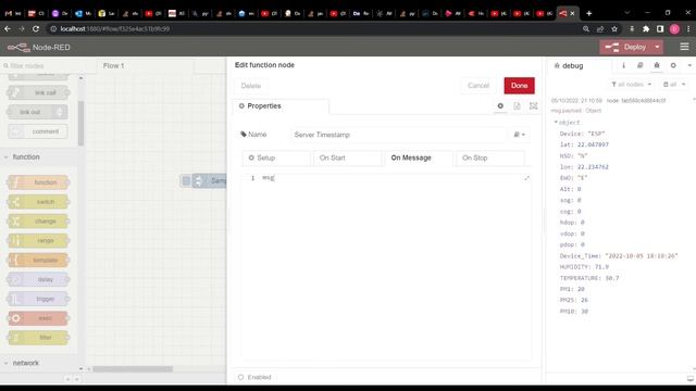 Add Timestamp to Payload | Node-RED смотреть онлайн