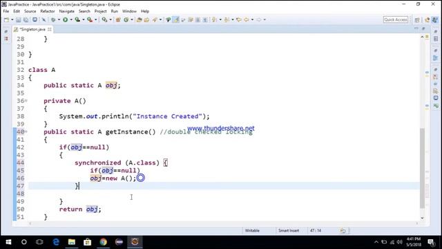 Singleton Class By using Double Checked Locking in Java смотреть онлайн
