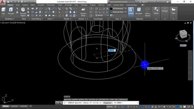 AutoCAD 3D, how to draw water valve valve handle, autocad Part#5 смотреть онлайн