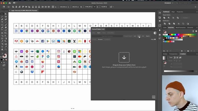 Как сделать шрифт в иллюстраторе | Цветной шрифт из логотипов в Adobe Illustrator Fontself Maker смотреть онлайн