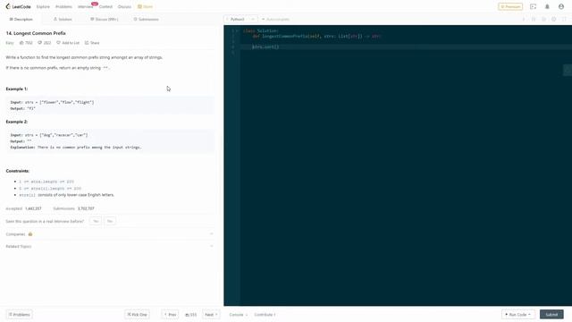 Longest Common Prefix - Leetcode Problem 14 - Python Solution смотреть онлайн