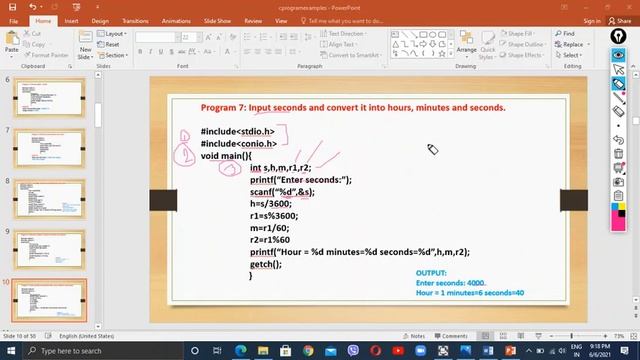 Lecture 11 : C program to input seconds and convert into hour, minute and seconds. смотреть онлайн