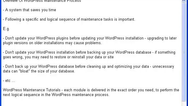 WordPress Maintenance Process Overview смотреть онлайн