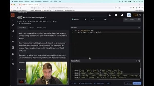 Codewars (Python?) | My head is at the wrong end! | kyu8