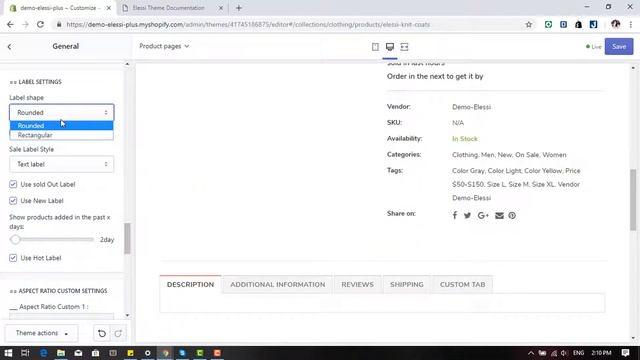 Elessi Premium Shopify Theme - Config General _ Label Setting смотреть онлайн