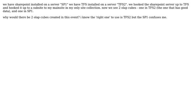 Sharepoint: Why do i have 2 OLAP cubes when i only expect one? смотреть онлайн