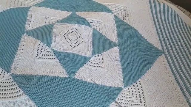 плед спицами/ модульное вязание/ от центра смотреть онлайн