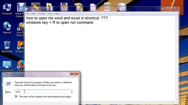 How To Open Ms Word And Excel In Shortcut
