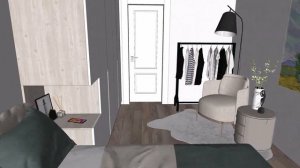 Проект практичной комнаты в 12 кв.м. для студента