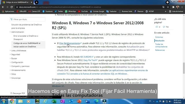 Solución Fácil del Error 0x8004de40 en OneDrive (Windows 7 y 8) (Agosto 2021) смотреть онлайн