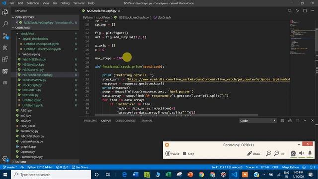 Real time stock prices visualization | Python | matplotlib | webscraping смотреть онлайн