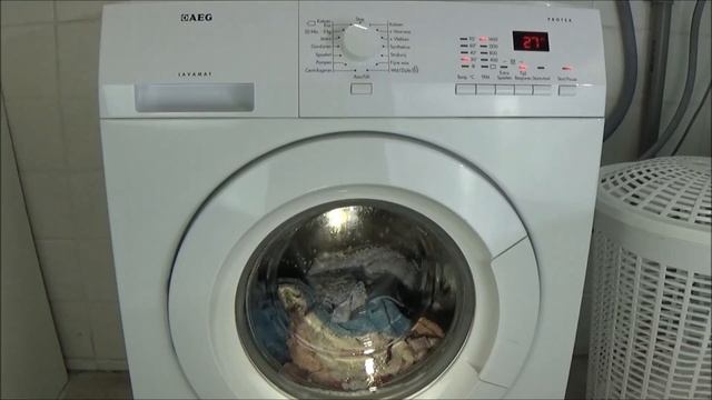 Cotton 30 °C Time save program AEG Lavamat Protex L72475FL washing machine, test example movie 252 смотреть онлайн