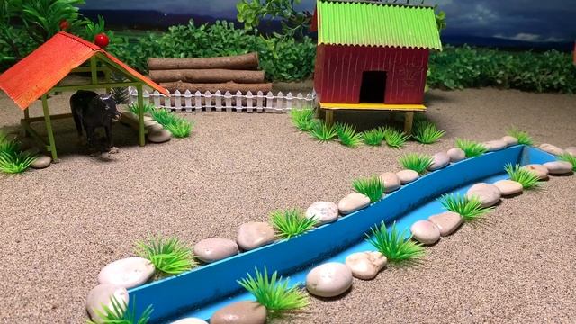 DIY tractor making Cattle Farm, mini house and amazing fishpond | goat barn | water pump смотреть онлайн