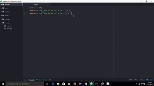 Node js Tutorials for Beginners 3 - Difference between , and + in console.log