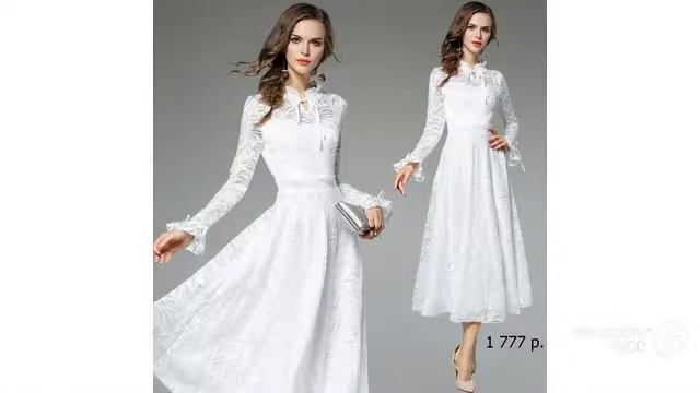 Длинное белое кружевное платье смотреть онлайн