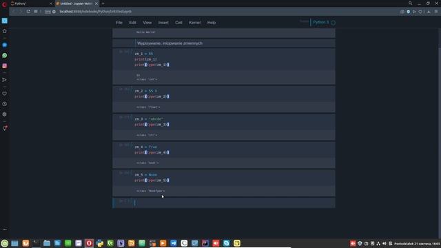 Python: wypisywanie, inicjowanie zmiennych, typy zmiennych смотреть онлайн