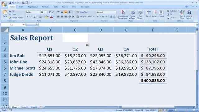 Excel Formatting 11 - Quickly Clear ALL Formatting From a Worksheet in Excel смотреть онлайн