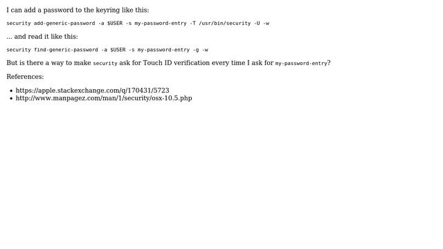 Apple: Make /usr/bin/security ask for Touch ID verification смотреть онлайн