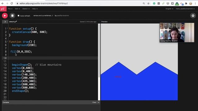 p5js vertex and curveVertex tutorial смотреть онлайн