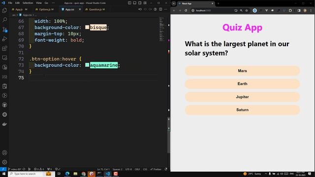 90. Handling Quiz answers user has selected whether it is corrected or wrong in React App - React18 смотреть онлайн