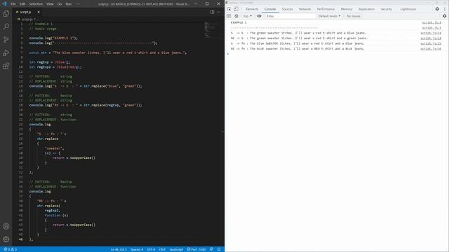 Javascript Basics · String · replace() (method) смотреть онлайн