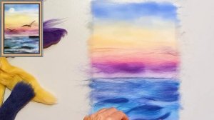 Картина шерстью?Море и чайки из шерсти? Пейзаж из шерсти Шерстяная акварель пейзаж? Морской пейза