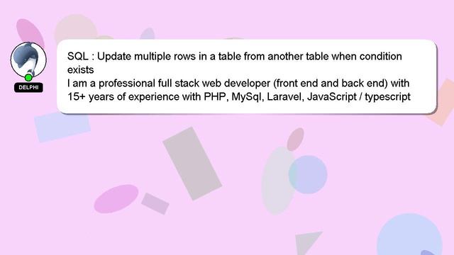 SQL : Update multiple rows in a table from another table when condition exists смотреть онлайн