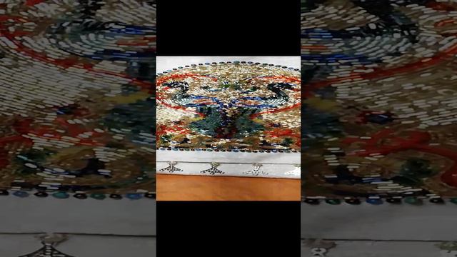 Мозаичная закладка. Синие павлины.