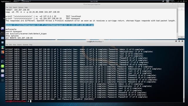 Msfconsole Detecting Kippo SSH Honeypots - Kali Linux смотреть онлайн