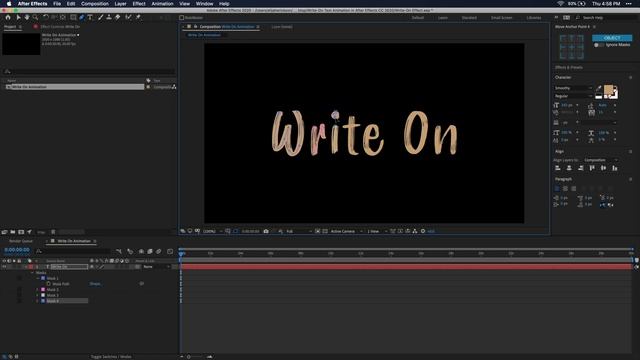 Write-On Text Animation in After Effects CC 2020 смотреть онлайн
