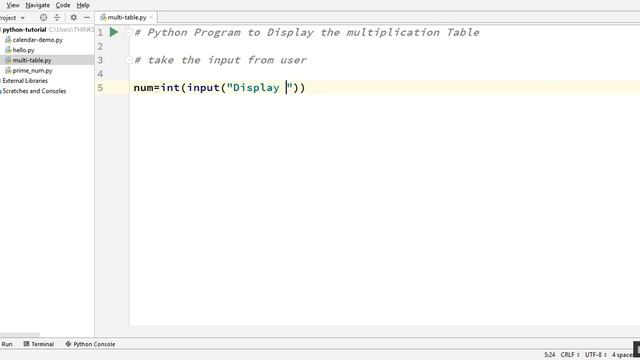 Python Program to Display the multiplication Table смотреть онлайн