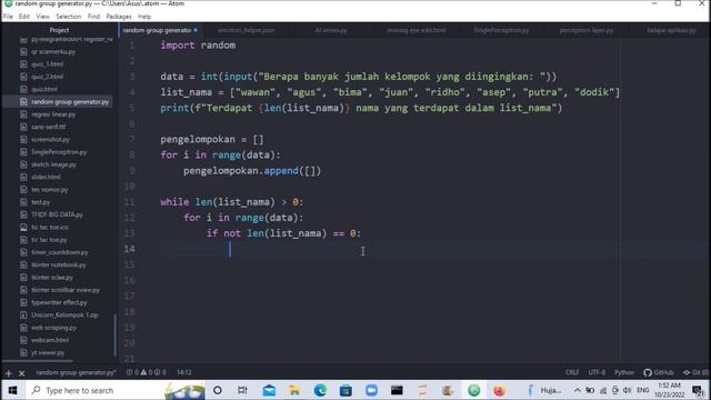 Python Random Group Generator #2 || Berdasarkan Jumlah Kelompok yang diinginkan смотреть онлайн