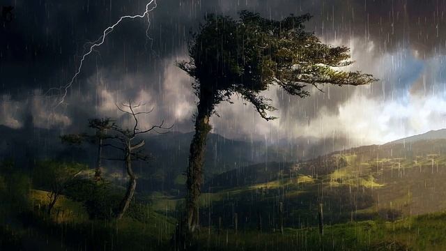 звук дождя раскаты громов