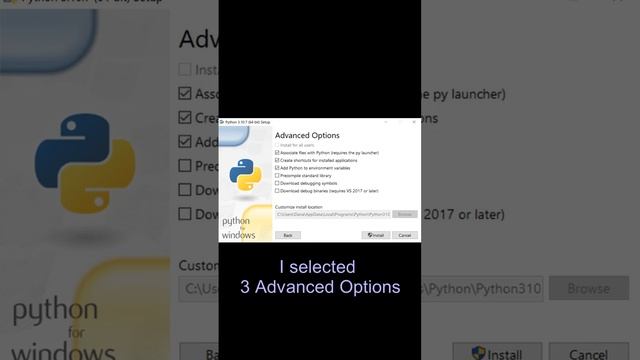Useful Selections during Python Installation Steps Modify Optional Features and Advanced Option смотреть онлайн