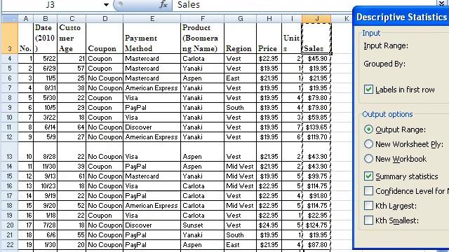 Excel & Statistics 43: Data Analysis Add-in Descriptive Statistics смотреть онлайн