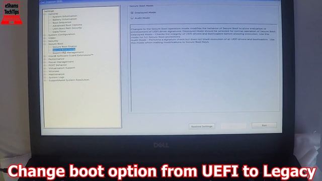 Dell Inspiron 3581 Change Boot Option UEFI To Legacy смотреть онлайн