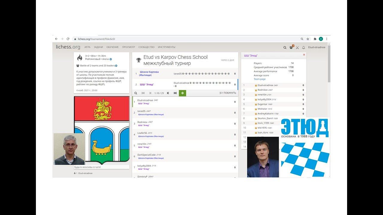 Матч детских коллективов “Шахматная школа «Этюд» vs Шахматная школа Карпова”