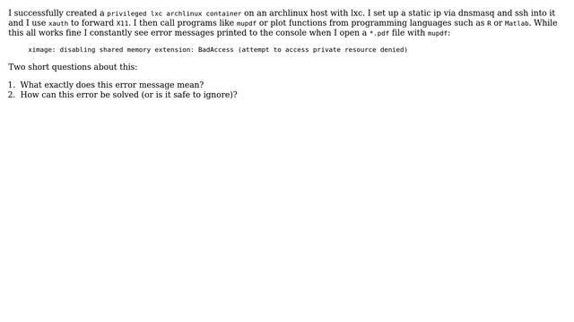 Unix & Linux: MIT Shared Memory Extension or MIT-SHM over ssh смотреть онлайн