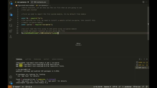 Parse CSV File in Nodejs | Simplest Way смотреть онлайн