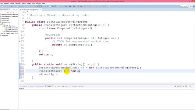 Sorting a stack in descending order - Java смотреть онлайн