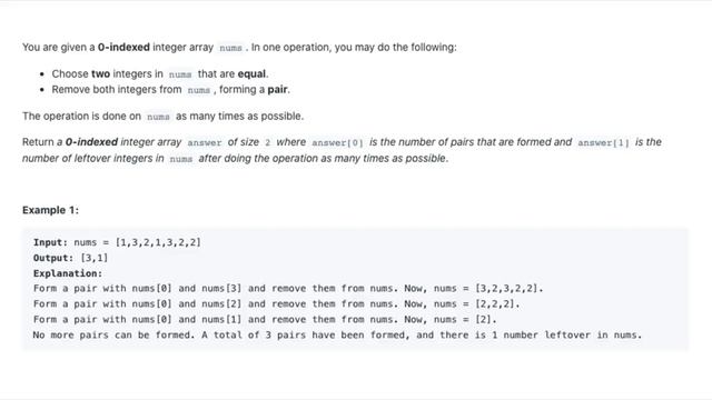 Maximum Number of Pairs in Array - LeetCode 2341 - Java Solution смотреть онлайн