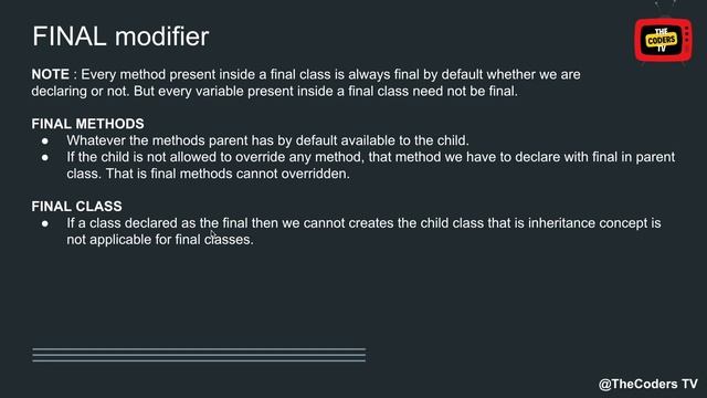 #31 Final Class & Final Methods | Final Keyword | Object Oriented Programming #final смотреть онлайн