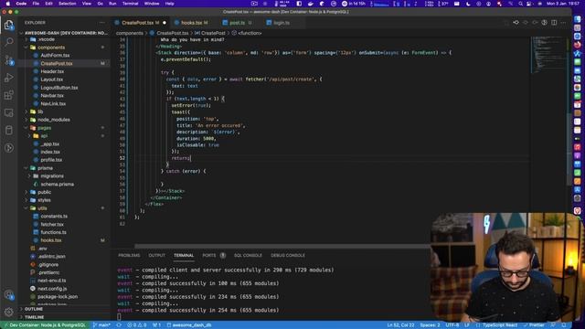 NextJS ChakraUI Prisma Social Dashboard | Episode 5 смотреть онлайн