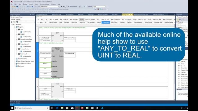 Connected Components Workbench Version 12, UINT to REAL data type for analog scaling. смотреть онлайн