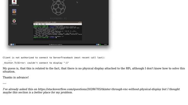 Raspberry Pi: tkinter through VNC without physical display смотреть онлайн