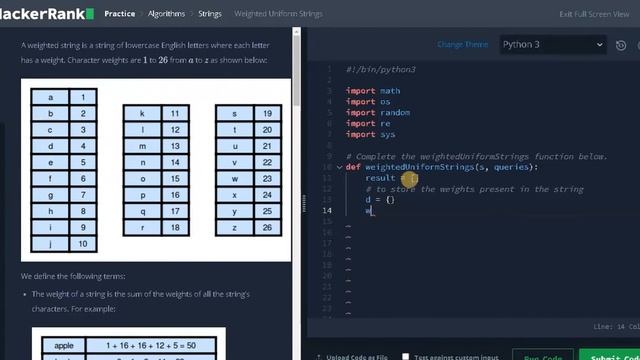 86 - Weighted Uniform Strings | Strings | Hackerrank Solution | Python смотреть онлайн
