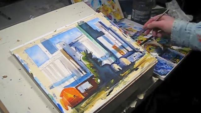 Watercolor Demo: Grain Elevators